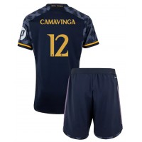 Fotbalové Dres Real Madrid Eduardo Camavinga #12 Dětské Venkovní 2023-24 Krátký Rukáv (+ trenýrky)